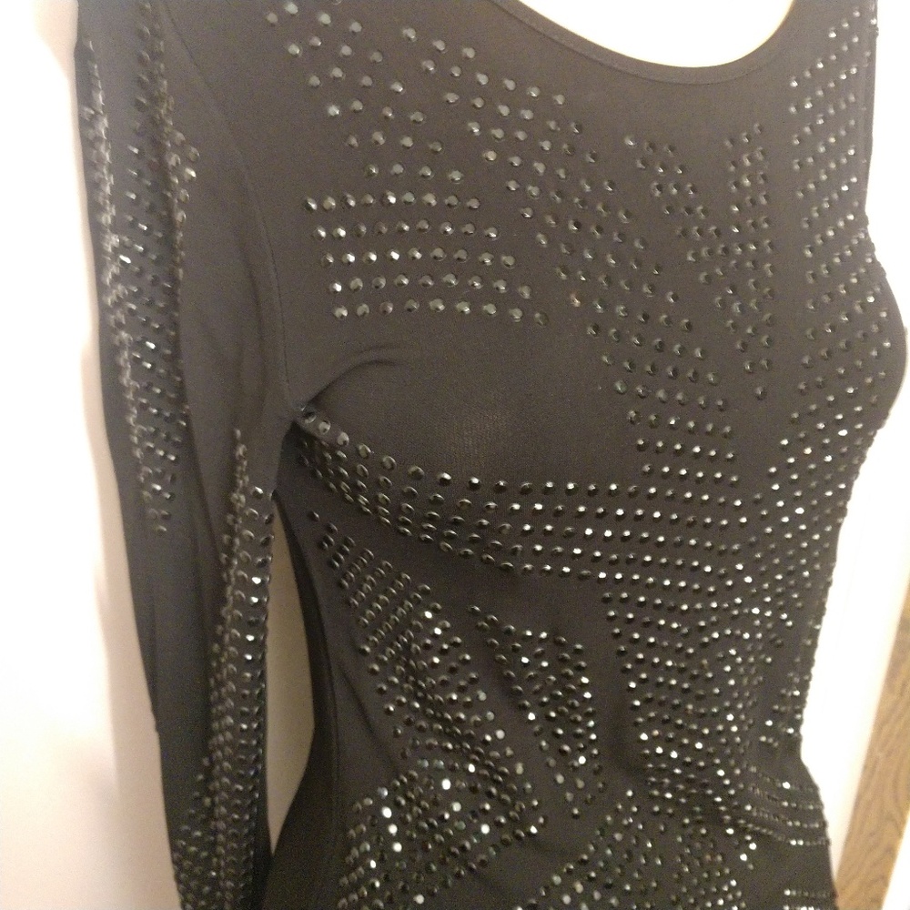Black Sheath Dress Embellished Carmen Marc Valvo - Picture 5 of 7